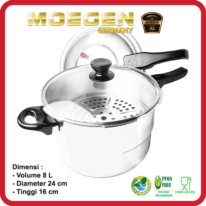 MOEGEN Germany tutup panci kaca 24cm untuk panci presto / wok pan wajan penggorengan