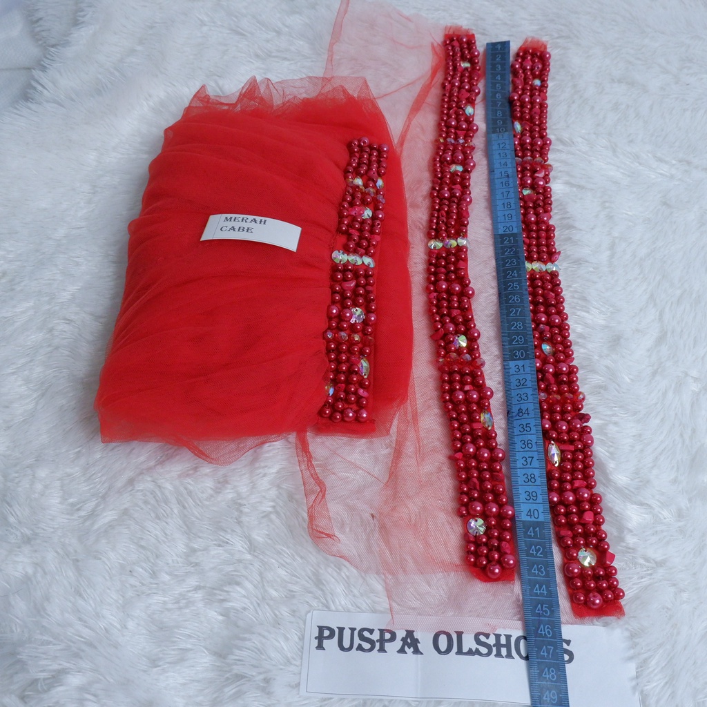 Set Veil Mutiara Susun Slayer Mutiara Susun maron-merah cabe