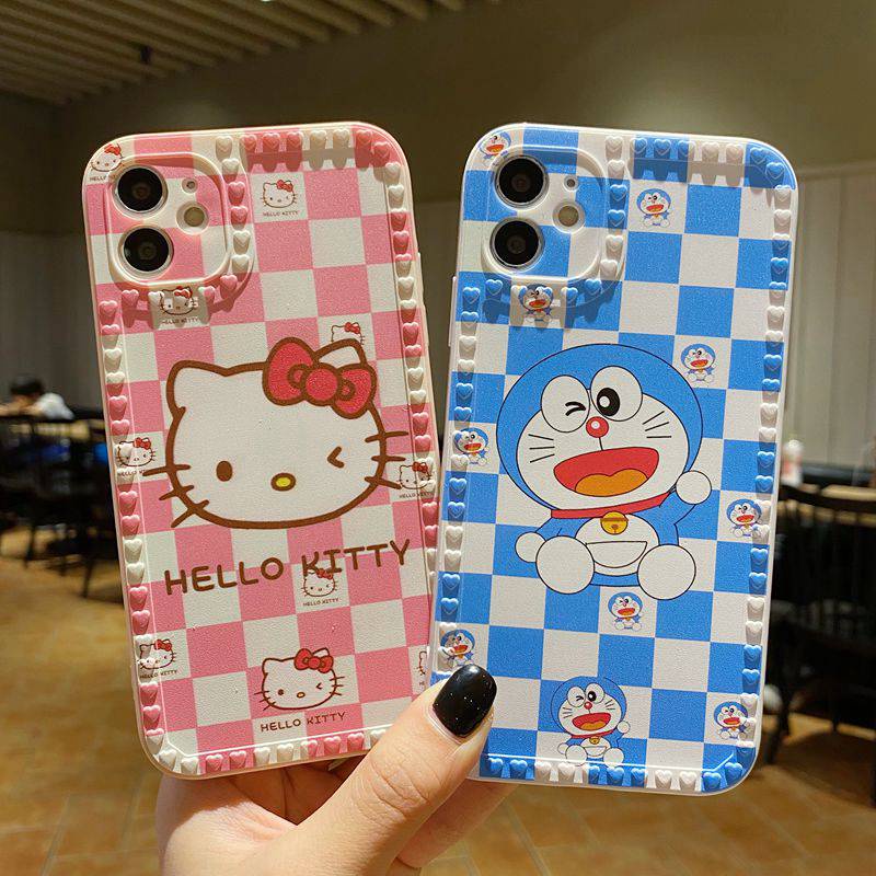 Love Frame Doraemon & Hello Kitty Soft Case OPPO A53 A33 A31 A5 A9 2020 A16 A54 A55 A74 A15 A15S A3S A52 A92 A57 A39 F1S F9 Pro A7 A5S A12 A11K F11 K3 K5 Reno 4 5 F 6 Realme C1 X XT VIVO Y11 Y12 Y12i Y15 Y17 Y12S Y20 Y20S Y50 Y30 Y30i Y83 Y81 Y91C Y93-3