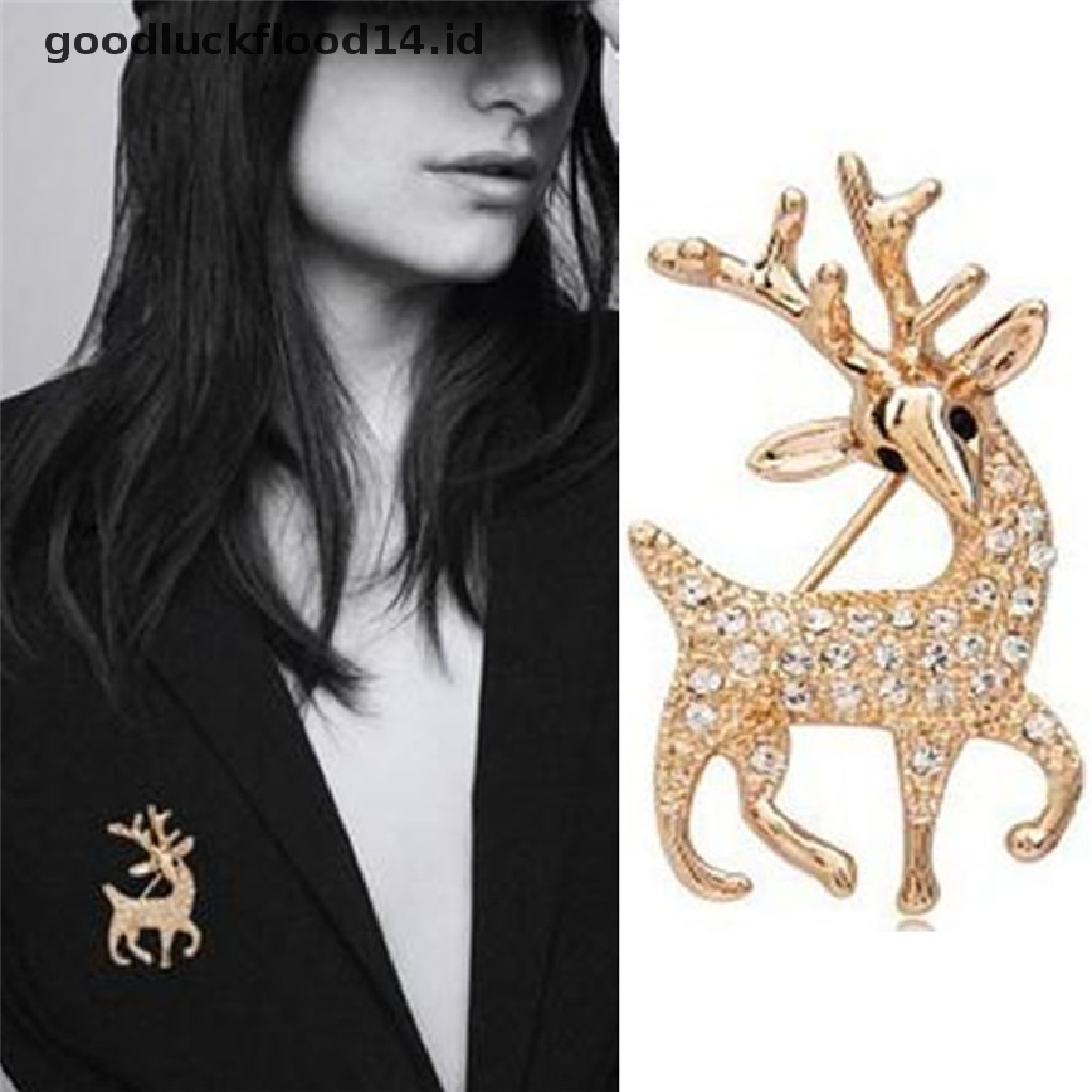 [OOID] Women Fashion High Quality Exquisite Sika Deer Brooch Shining Rhinestone Jewelry ID