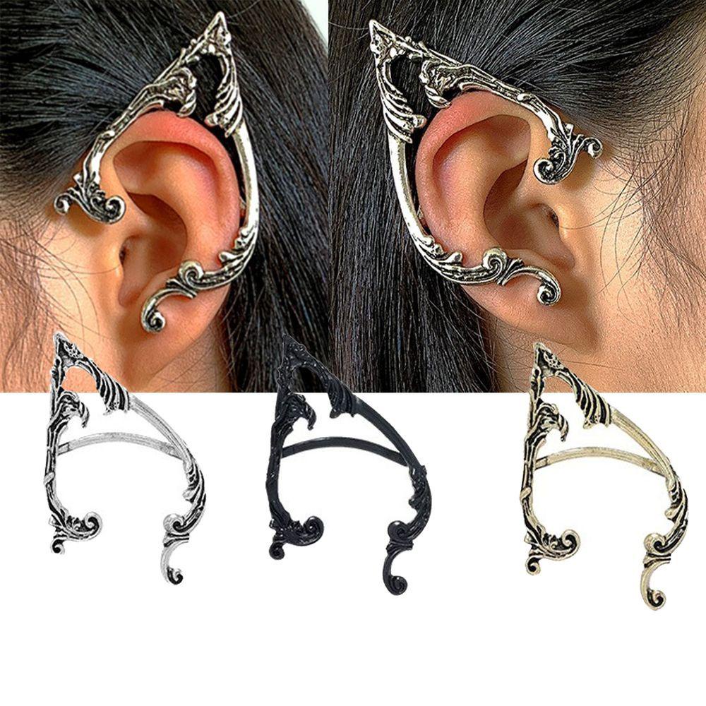 REBUY Rebuy Gothic Elves Manset Telinga Punk Hip Hop Desain Fashion Warna Solid Klip Anting Lady Korea Klip Tulang Telinga