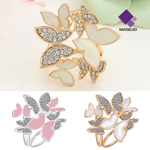 Bros Bentuk Butterfly Cluster Circles Clip Aksen Kristal Dan Berlian Imitasi Untuk Wanita