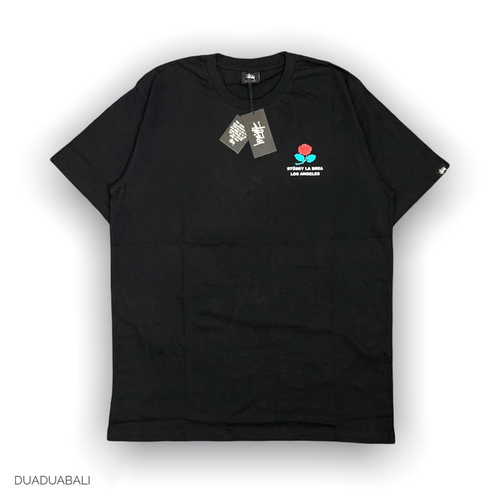 T-SHIRT KAOS STUSSY ROSE BLACK AUTHENTIC ORIGINAL BESTSELLER KAOS DISTRO KAOS PREMIUM DUADUABALI