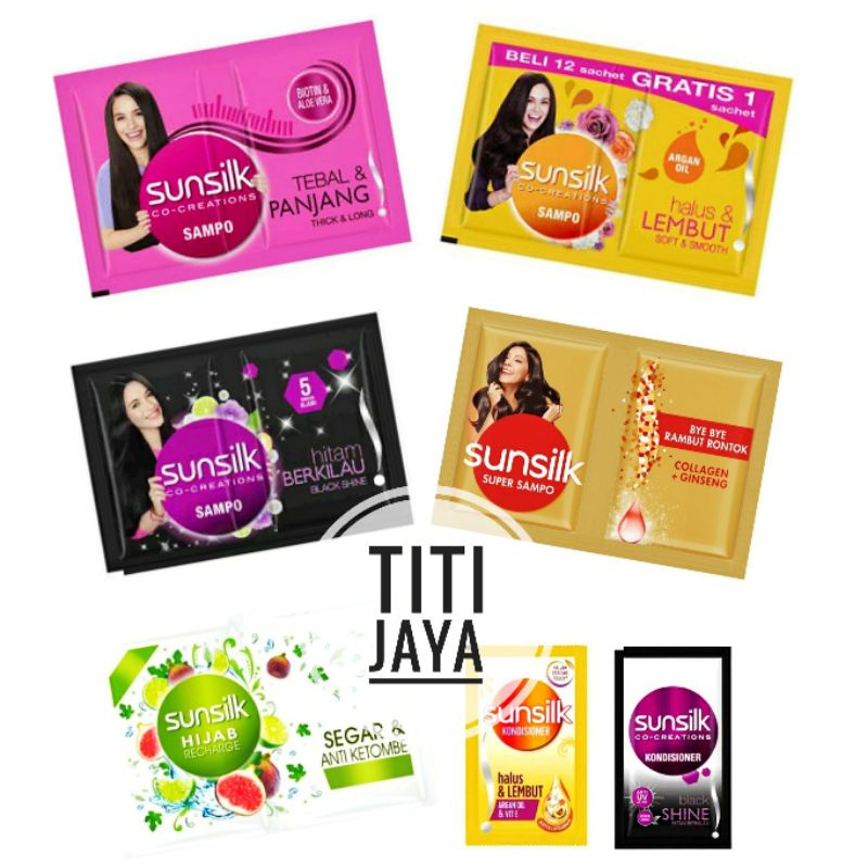 SAMPO CONDITIONER SUNSILK SACHET HIJAB RENTENG HITAM BERKILAU TEBAL PANJANG LEMBUT HALUS RAMBUT RONT
