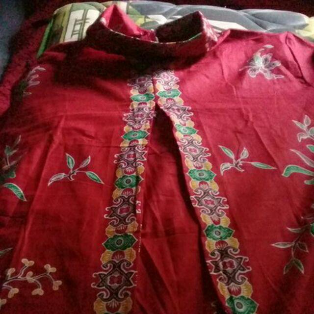 Batik Tunik Ziper Sekar Asih Sogan Modern Kekinian Pakain Kerja Kantor Seragam Casual Formal Muslim