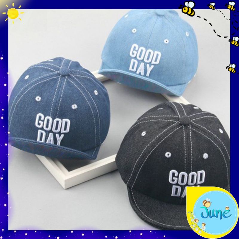 JUNE COLLECTIONS TOPI FASHION ANAK BAYI BASEBALL LIPAT BORDIR GOOD DAY UNISEX #TP05 GOOD DAY