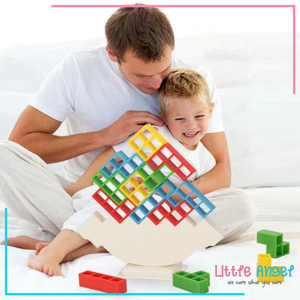 TETRA TOWER Mainan Edukasi Anak Perempuan Mainan Anak Laki Tetris Keseimbangan / Russian Tertis Balancing Brick Game Block