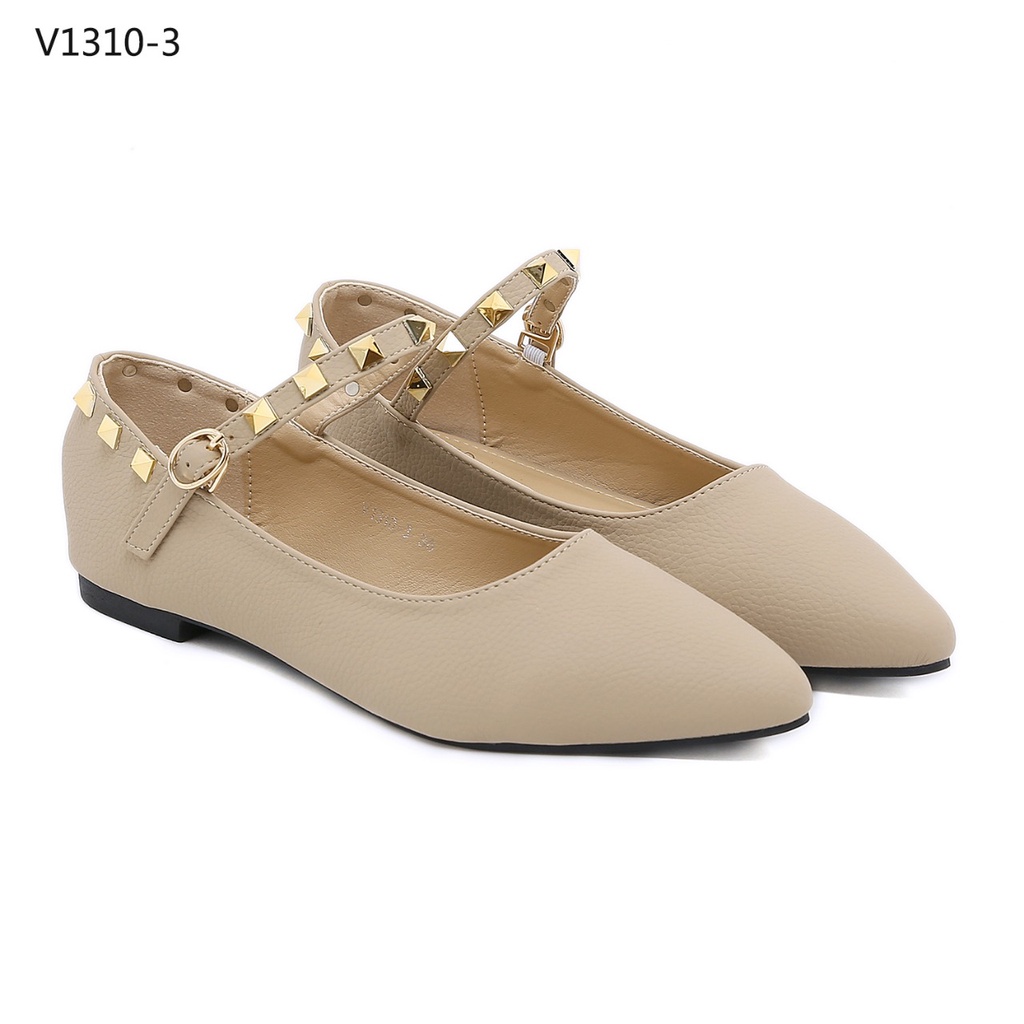 V Leather Flats V1310-3