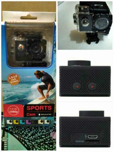 Action Camera A7 Sportcam/Helmet Waterproof 1080P Wide Angle Layar LCD