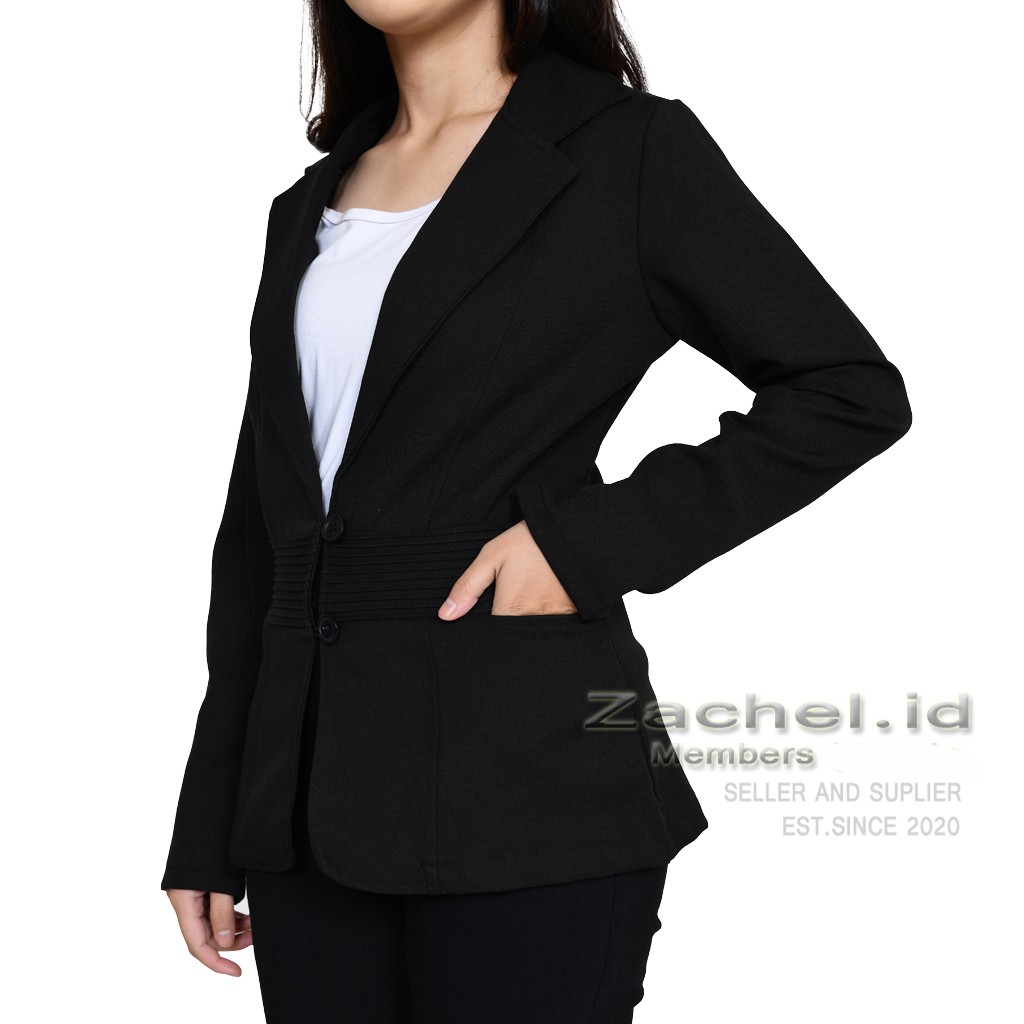 Blezer, Blazer Hitam Wanita Kerja Kantor Formal Lengan Panjang Model Obnaisel atau Rempel