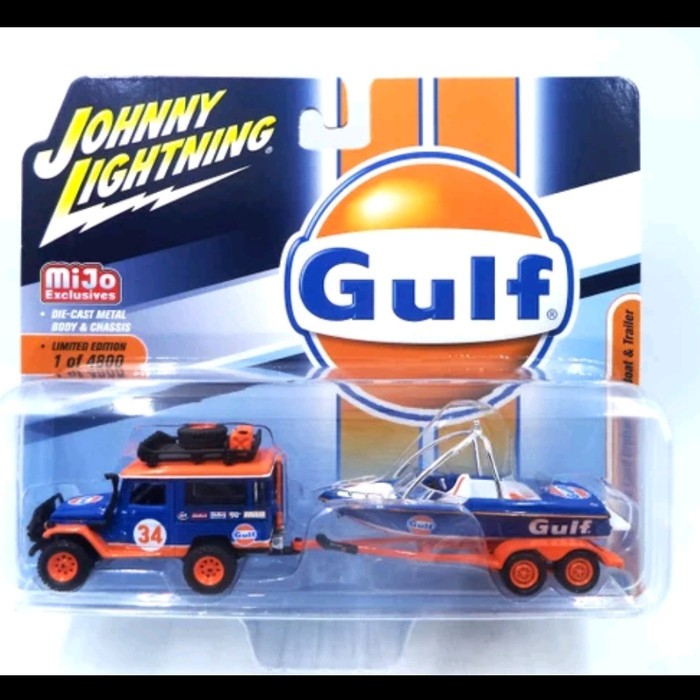 Johnny Lightning Gulf Toyota Land Cruiser JL TLC dan Trailer