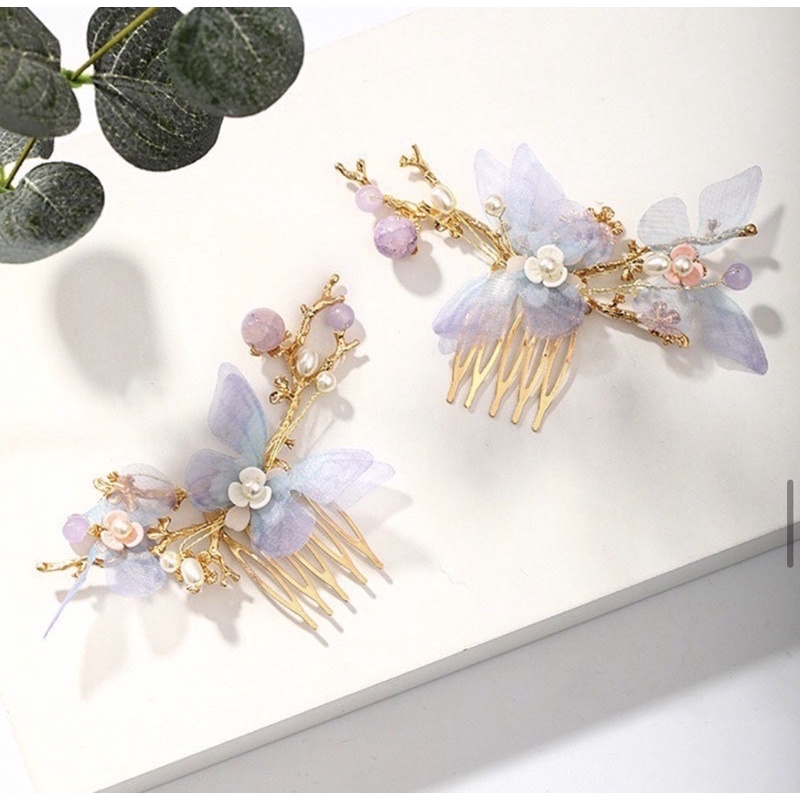 butterfly chinese hairpin set headpiece sangjit tepai wedding asesoris rambut sangjit accessories