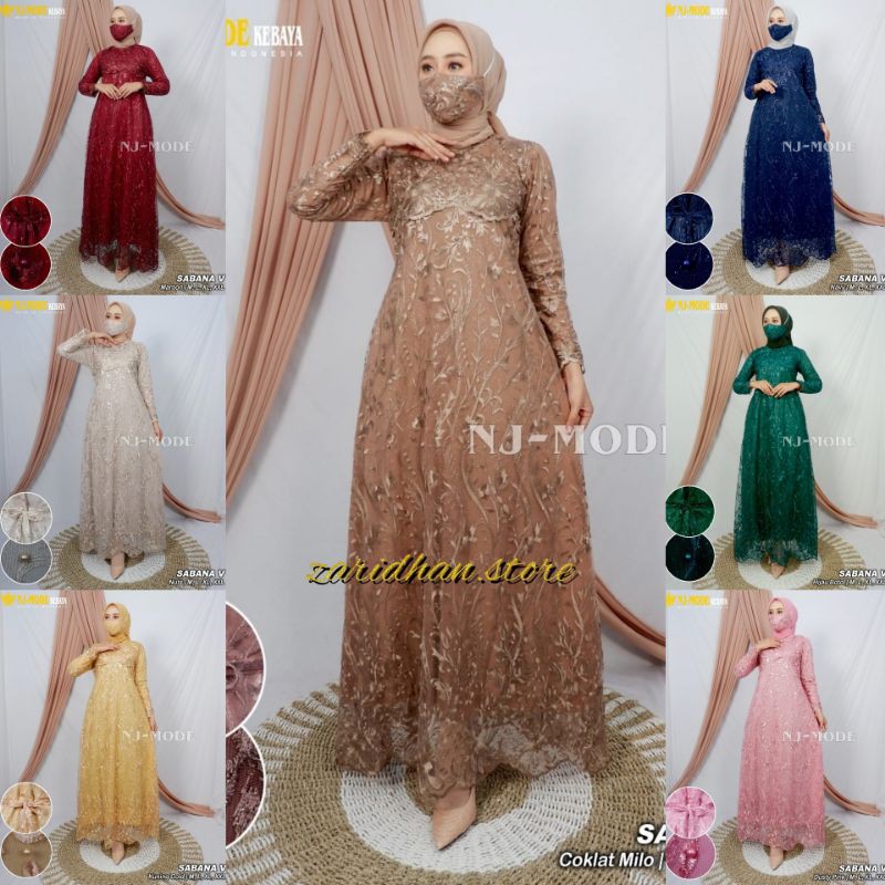 NJM//GAMIS SABANA 5 TILE- DRESS PESTA KONDANGAN TERBARU - GAMIS BRUKAT WANITA MODERN TERKINI//SENTRA