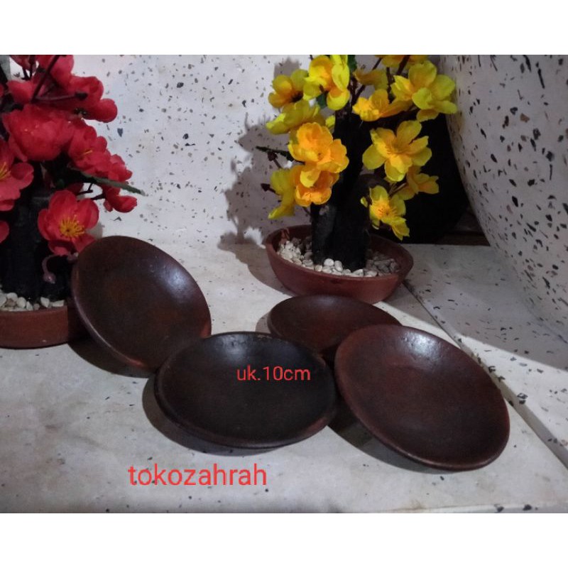 Piring tanah liat/Cobek Tanah Liat uk.10cm (1 lusin)/tempat sambel mini Dapat 12 pcs