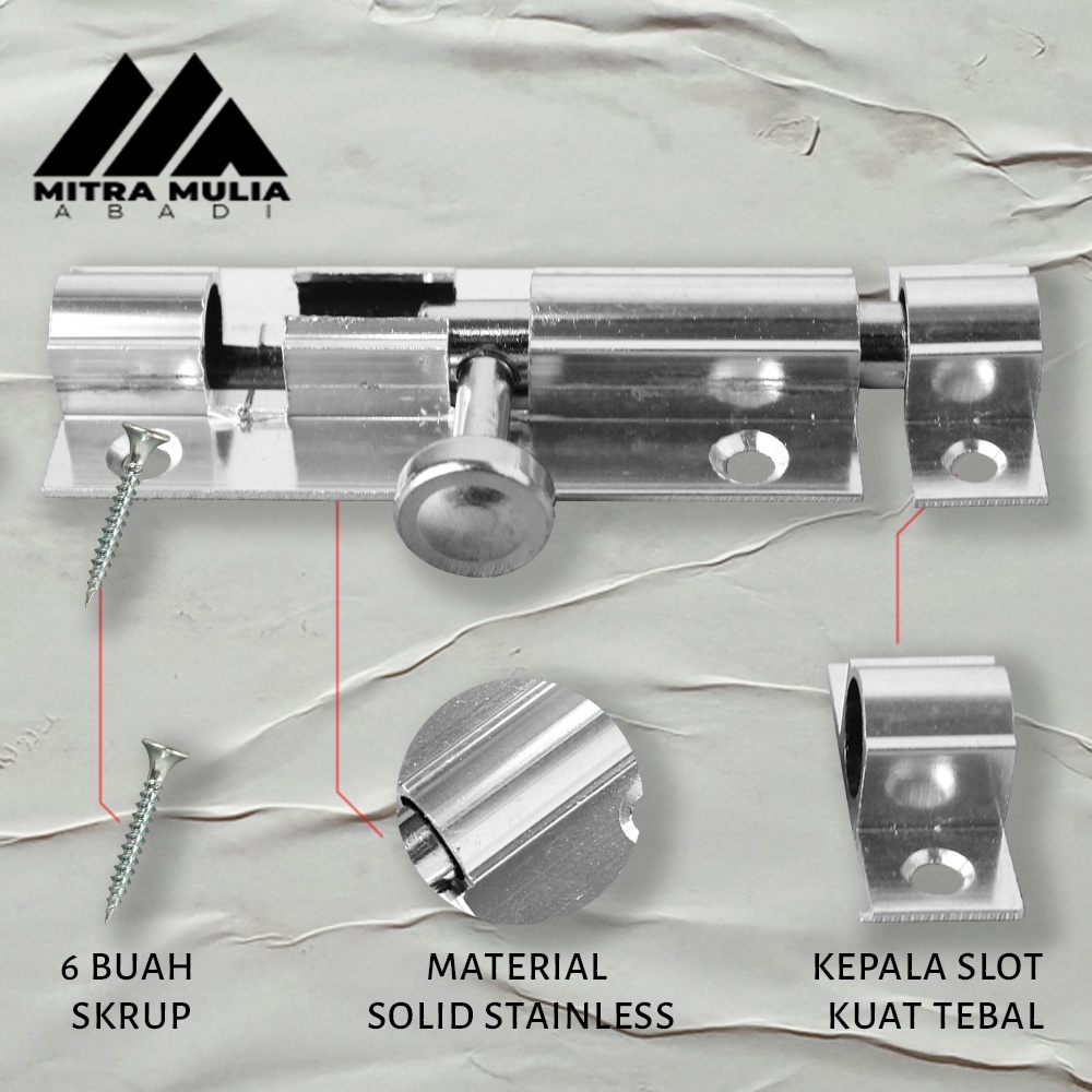 Slot Pintu Silver 3&quot; l Jendela Plat Tebal Grendel 3 Inch Inci l Barel Bolt | grendel slot pintu jendela 3 inch