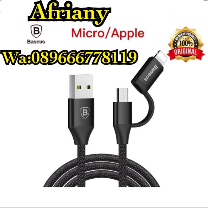 CABLE BASEUS YIVEN 2-1 CAMTYW-01 USB MICRO / LIGHTNING 1M HITAM / GOLD
