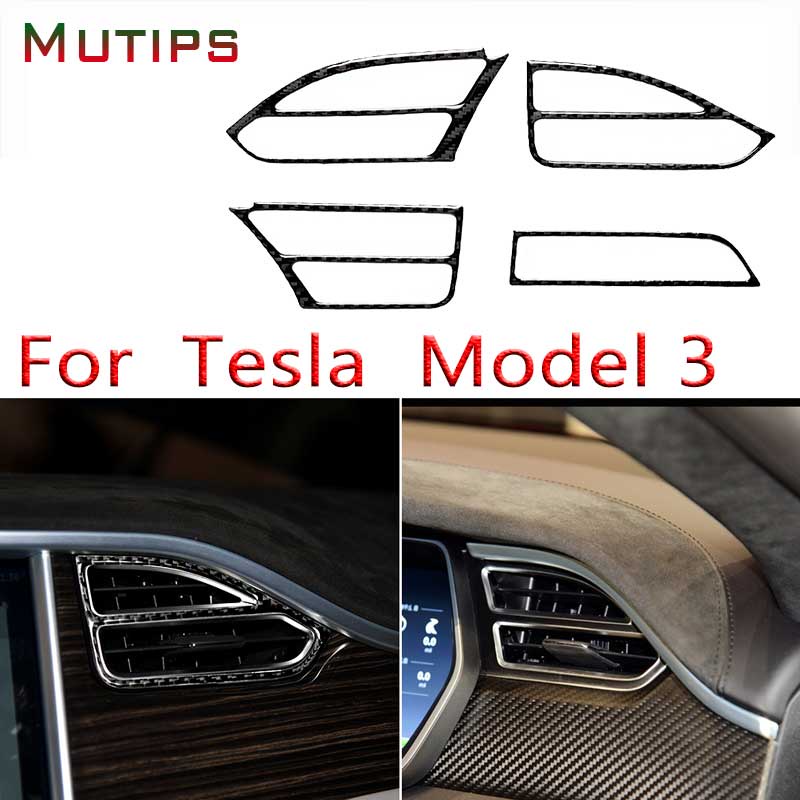 Sticker Dekorasi Panel Dashboard Ac Mobil Tesla Model X S Bahan Serat Karbon