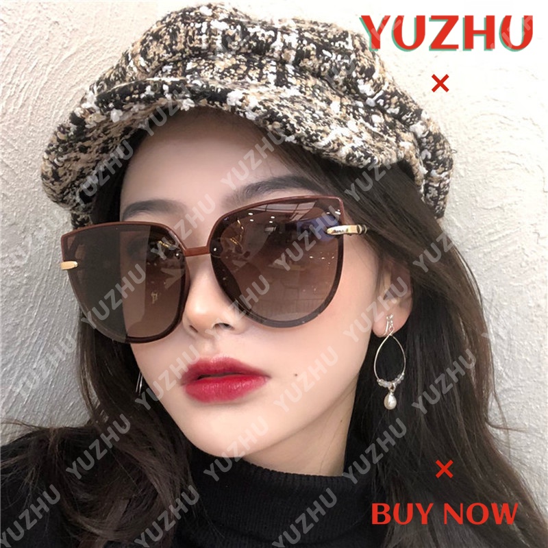 (YUZHU) Bayar di Tempat Kacamata Hitam Korean Gaya Wanita Vintage Style Kacamata Hitam Mata Kucing Korean Wanita Sunglasses