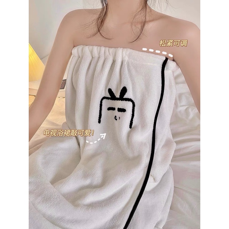 PREMIUM QUALITY KIMONO 2 IN 1 (KIMONO + HAIR TOWEL) / KIMONO WANITA DEWASA MOTIF TV LUCU / HANDUK MANDI IMPORT GAYA KOREA / HANDUK MANDI DAYA SERAP TINGGI / BAJU MANDI LEMBUT DAN TEBAL