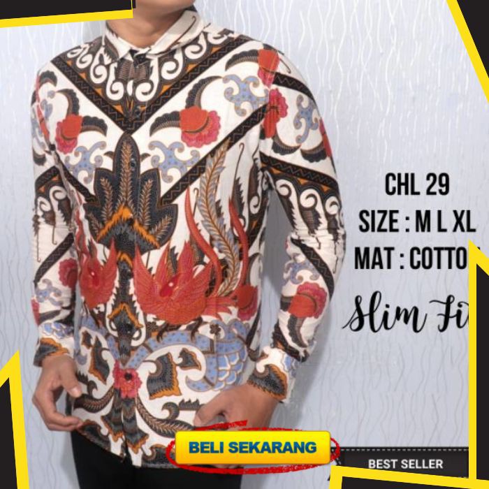 KEMEJA BATIK PRIA SLIM FIT MOTIF MEWAH UNIK BAHAN KATUN D650