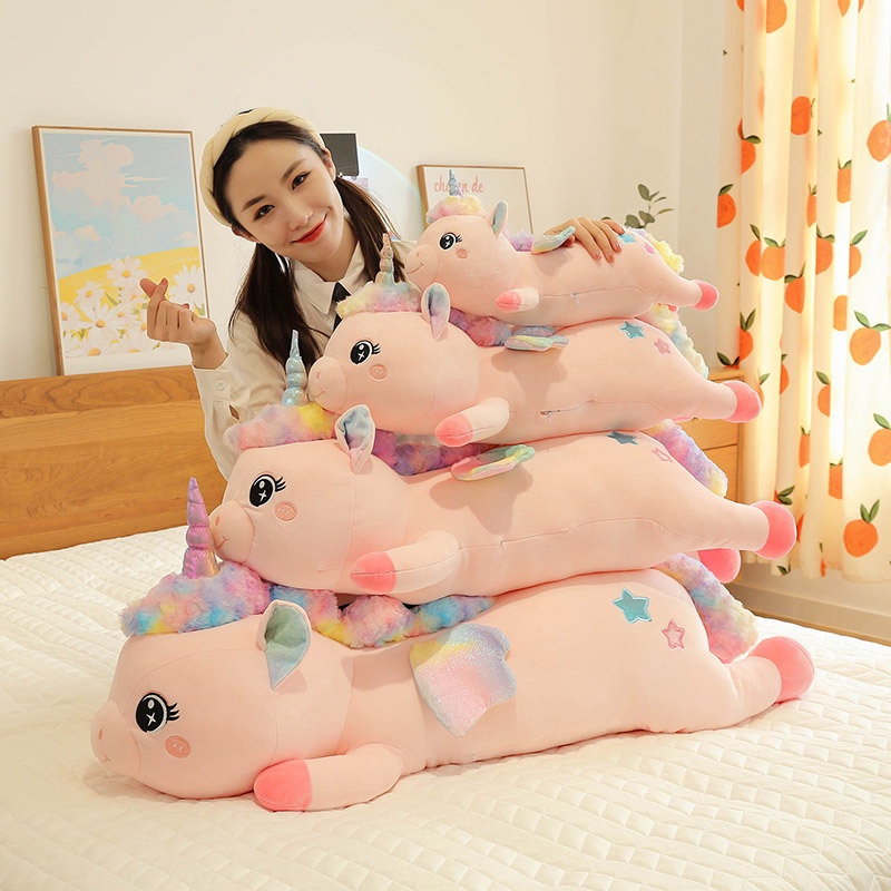 Boneka Unicorn Sayap  Rainbow Soft Jumbo Bahan  Plush Lembut