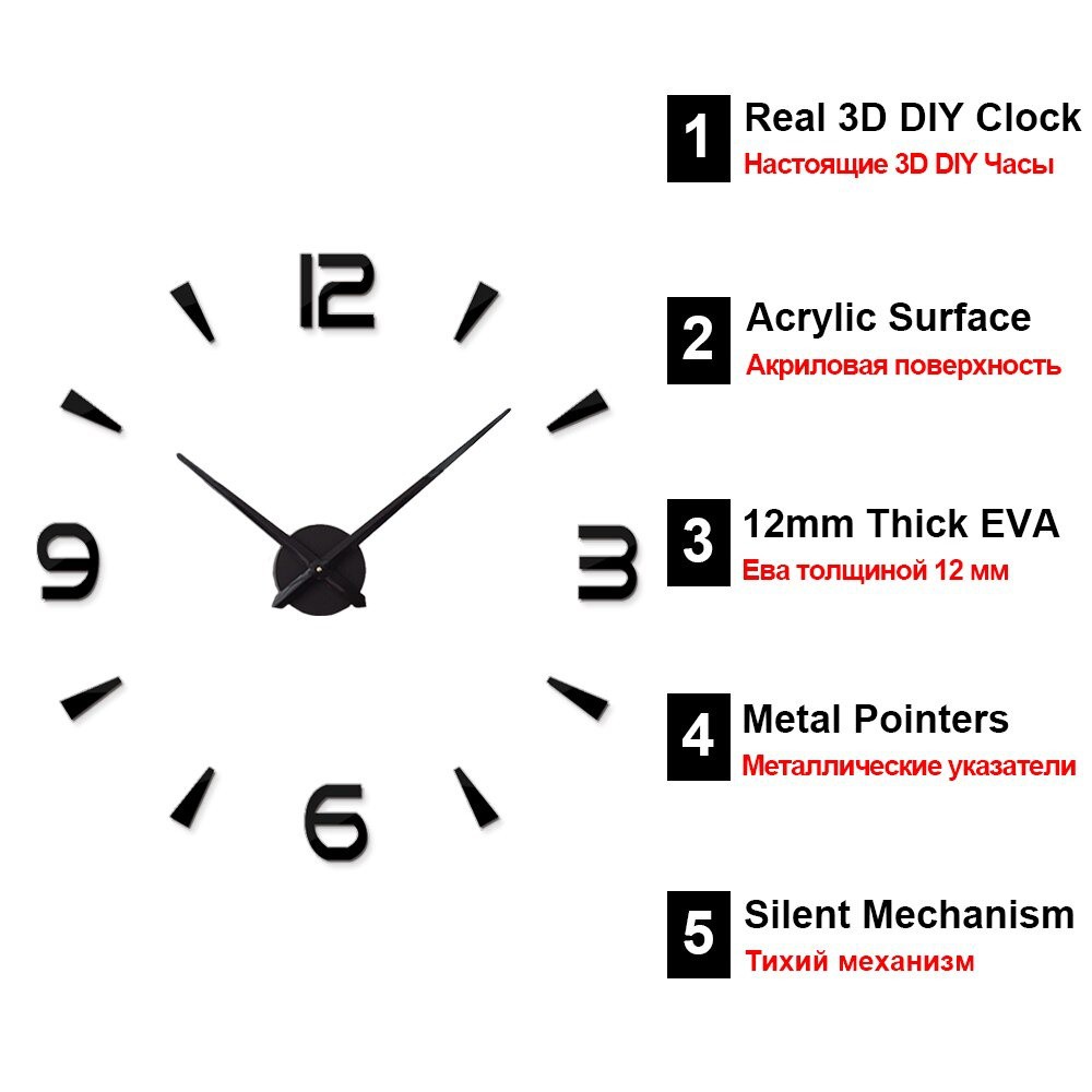 ( BISA COD) Jam Dinding Tempel Angka DIY Analog 3D Jam Aesthetic Besar Tembok Manual Clock Modern Silent Sweeping Movement Quartz