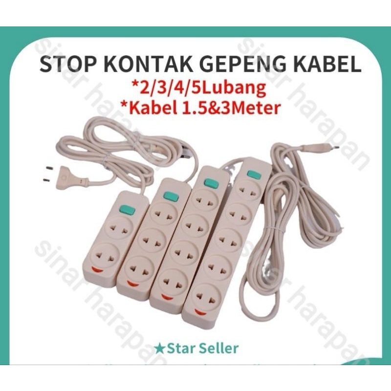 Stop Kontak Kabel 2LB 3LB 4LB 5LB 1.5M 3M/ Stop Kontak Gepeng +Kabel