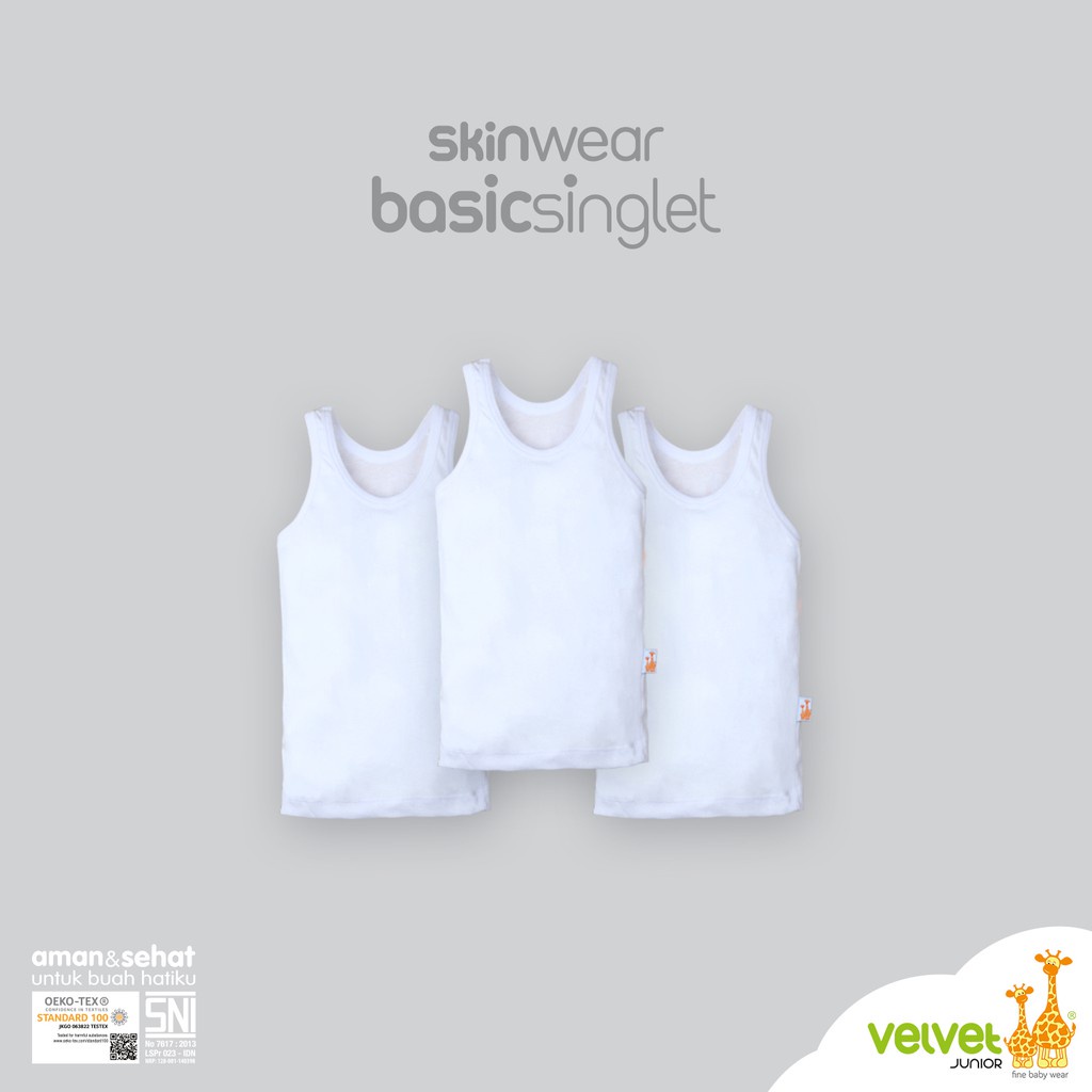 Velvet Junior Singlet Kaos Dalam Bayi PUTIH/ Anak Size (NB-7)