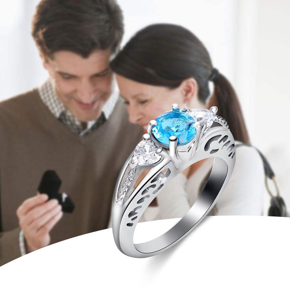 Preva Aquamarine Cincin Fashion Tunangan Wanita Sterling Silver