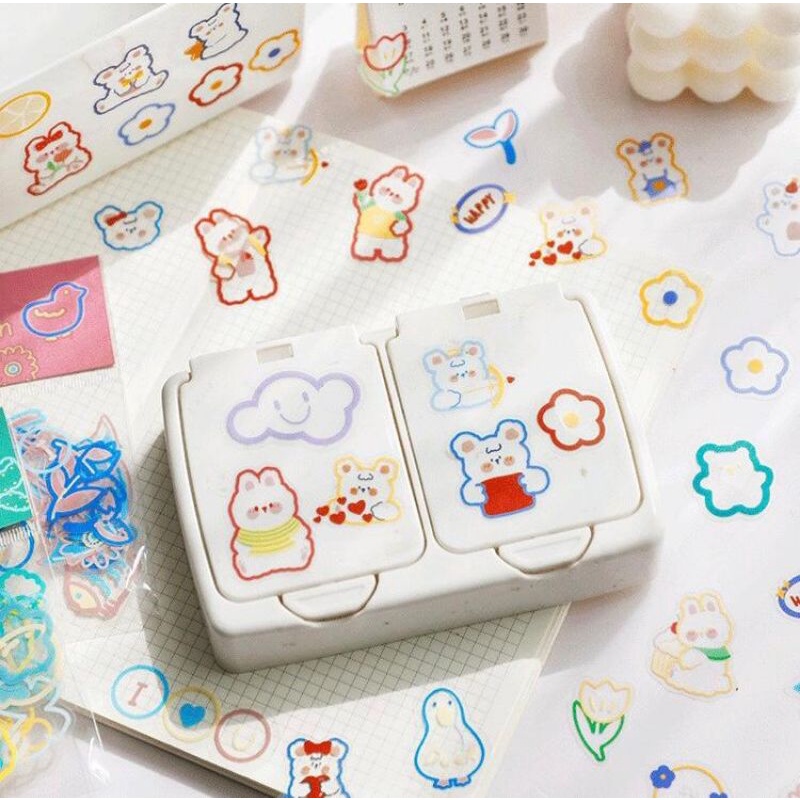

45pcs stiker transparan lucu | stiker lucu | stiker serba guna | stiker ala korea | stiker untuk hiasan | stiker anak