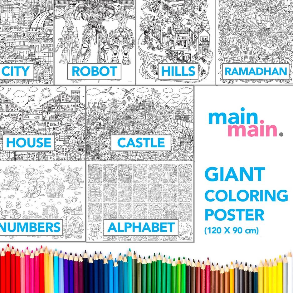 

YU7Ⓜ [CITY] KIDS Giant Coloring Poster - Kertas Mewarnai SUPER BESAR (120x90cm) Paling Baru