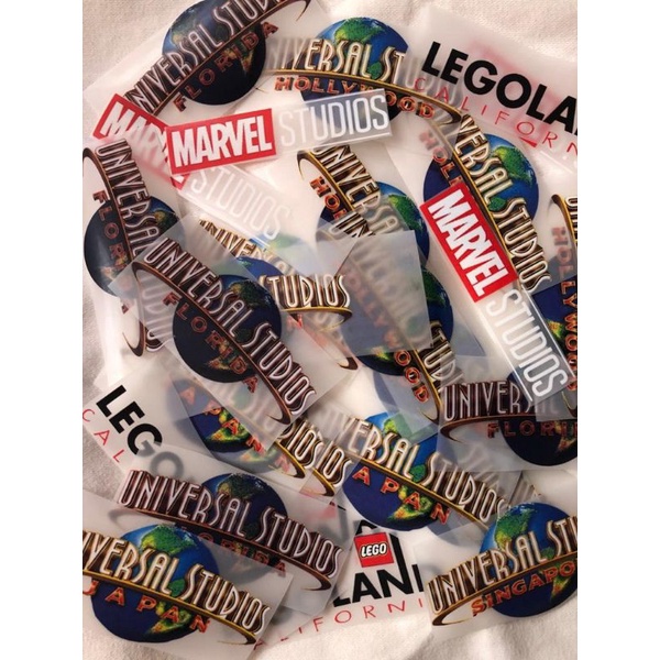 LOGO Sablon Digital printing Setrika Universal studios Marvel Legoland berkualitas murah tanpa PO DTF plastisol dtg polyflex sticker