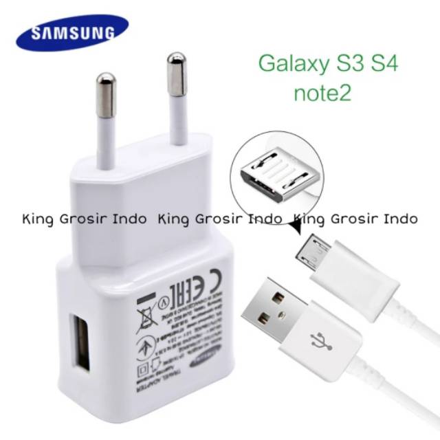 Charger Samsung Original 100% 2A 5V 10W Micro Usb Type S4 S3 Note1 Note2 Tab3 Travel Charger