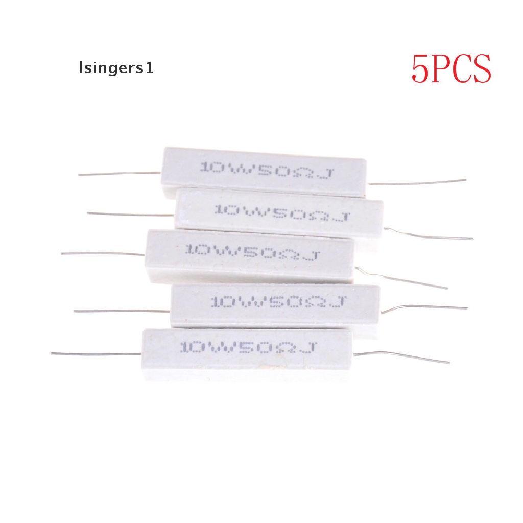(lsingers1) 5pcs Resistor Power 10W 50 Ohm 5% Keramik Semen 10W50RJ
