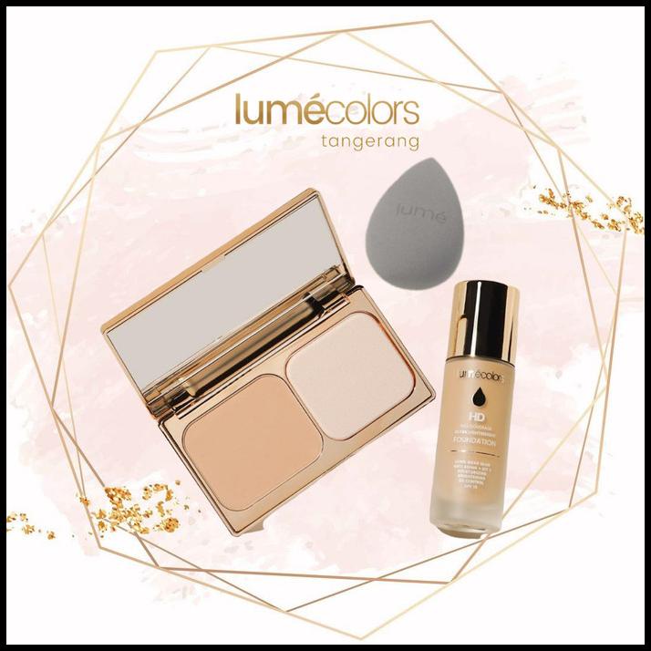 Caramel | Lumecolors Paket Bundling Foundation Compact Powder Beauty Blender
