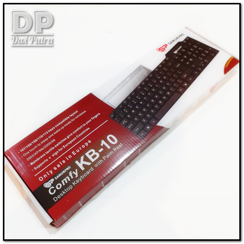 KEYBOARD SANURPRO OFFICE KB-10 COMFY USB / KEYBORD KANTOR KANTORAN / WATER SPILL HOLE-6