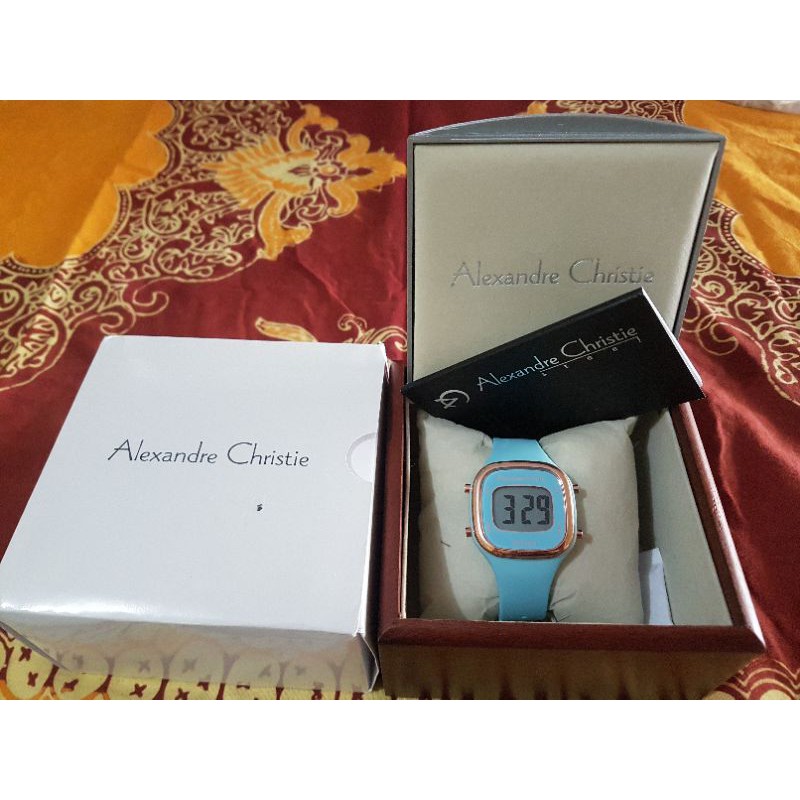 Prelove jam tangan Alexandre Christie AC 9336 Digital Dial Blue Rubber Strap