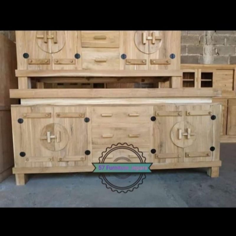 Bufet cowboy lemari pendek jati mentahanmeja tv laci