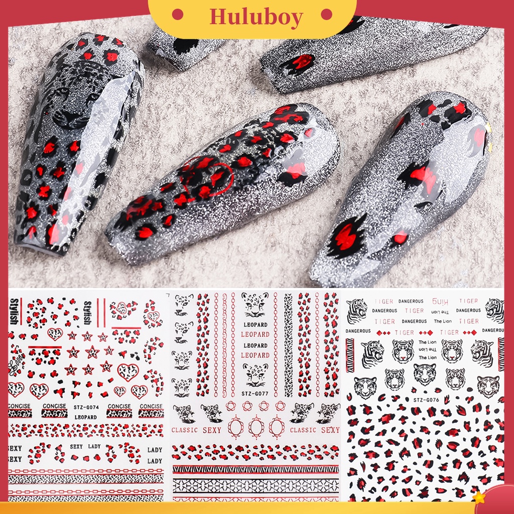 Huluboy Huluboy♡ Stiker Nail Art Warna-Warni Gaya Retro Untuk Wanita