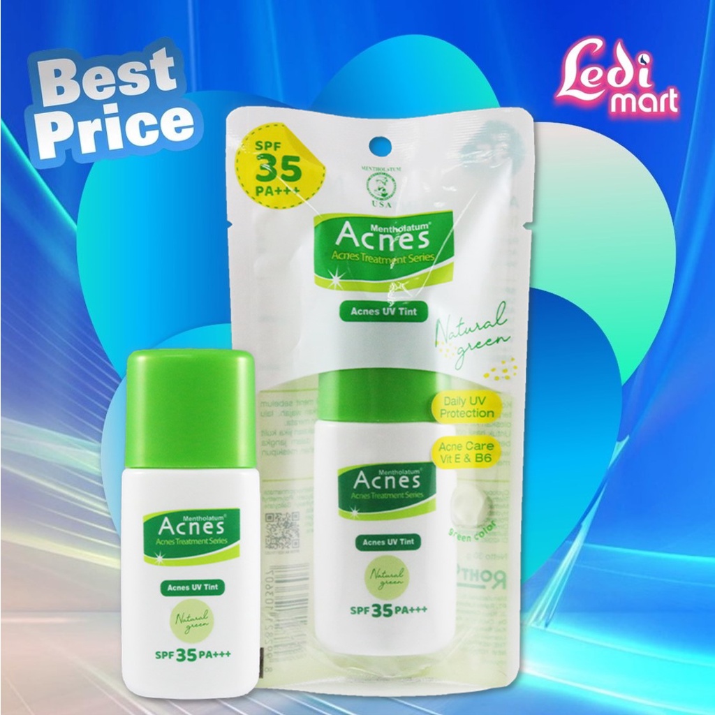 ORIGINAL Acnes UV Tint Natural Green SPF 35 PA+++ 30gr / UV Sunscreen / Sunblock Wajah / Anti Radiasi / Anti Jerawat /  LEDI MART