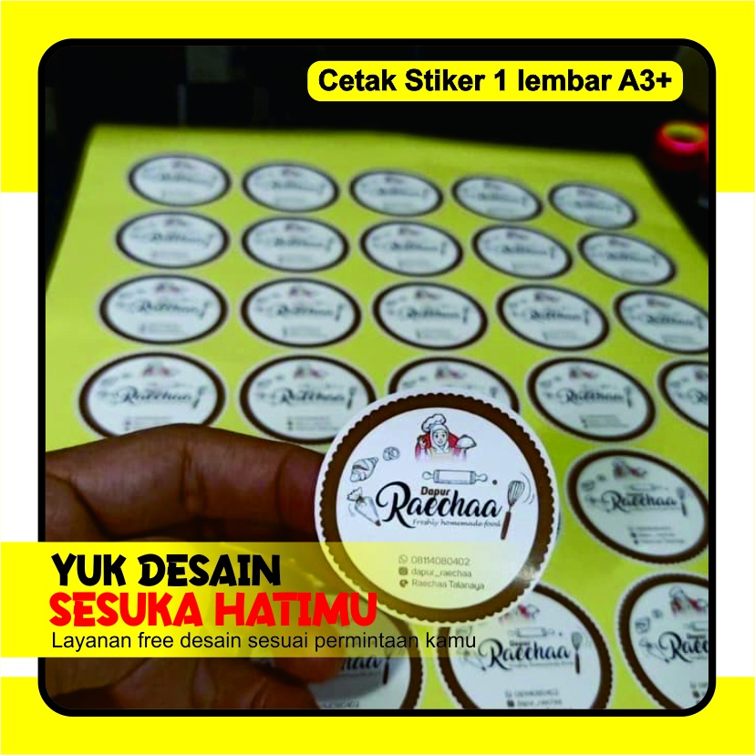 setiker cutting bulat per lembar/ lebel prodak / lebel makanan/ lebel minuman/ lebel / cetak lebel/ 