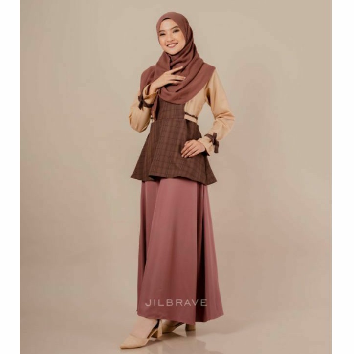 Grade B ALANI DRESS JILBRAVE | Gamis Syari dengan Pita Manis di Lengan Bahan Toyobo Fodu dan Semiwol