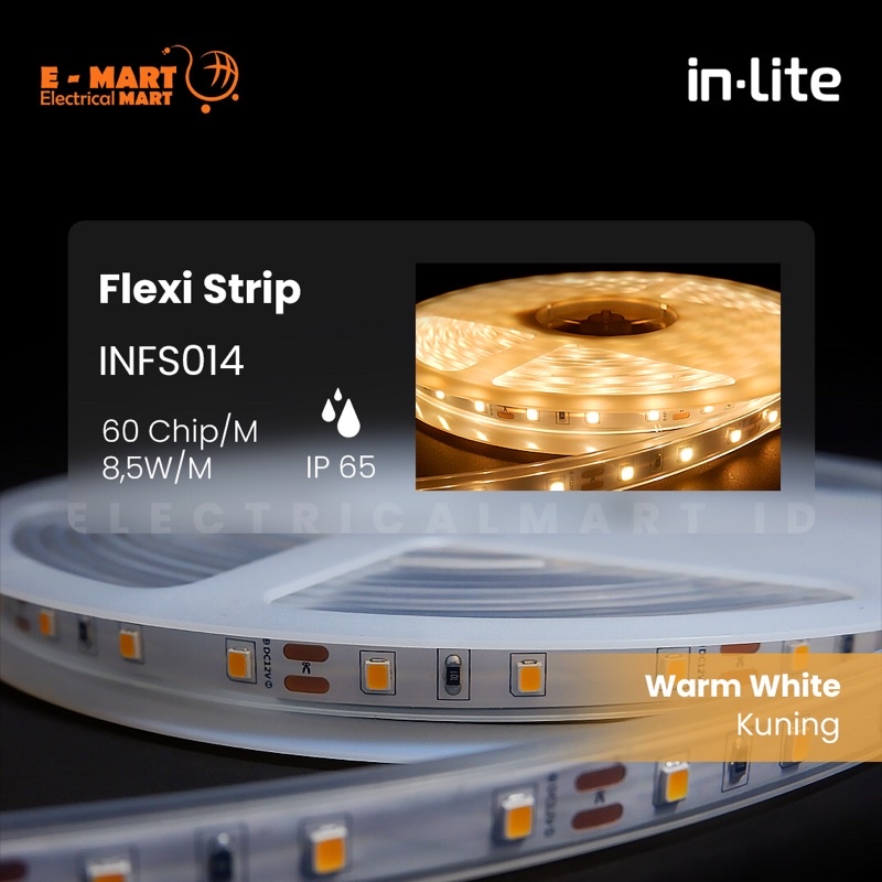 INLITE LED STRIP DC 60LED/M 3000K WATERPROOF IP65 INFS014