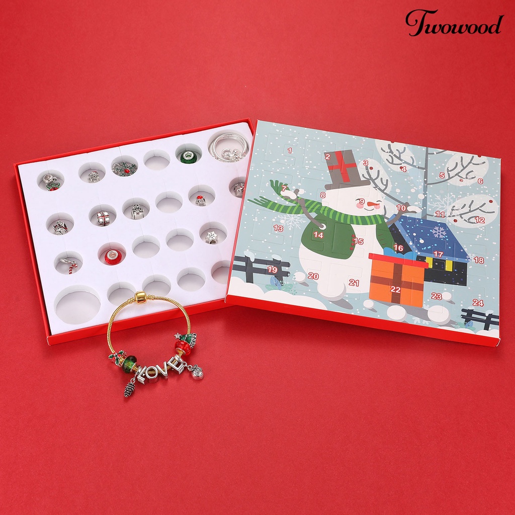 1 Set Kotak Kalender Advent Natal Bahan Alloy Gaya Klasik Untuk Anak Perempuan