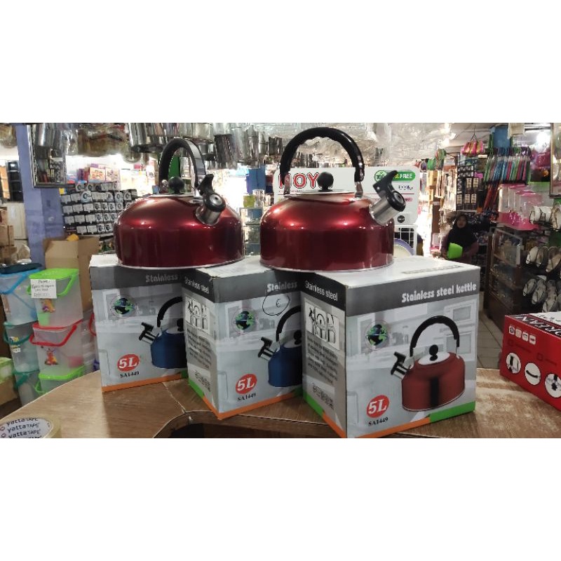 Kuali Hitam Anti lengket 30cm Teko bunyi siul 5 liter Panci susu tutup Kaca 16cm
