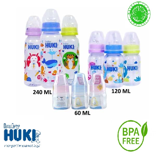 BABY HUKI Baby Bottle Animal Series 60 mL 120 mL 240 mL | botol dot minum susu bayi HALAL (KIM)