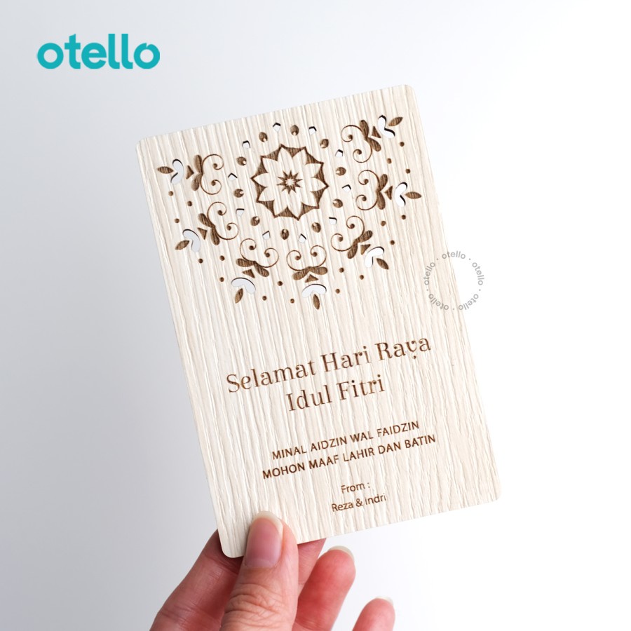 Kartu Ucapan Idul Fitri Kayu Premium Greetings Card Lebaran Ramadhan