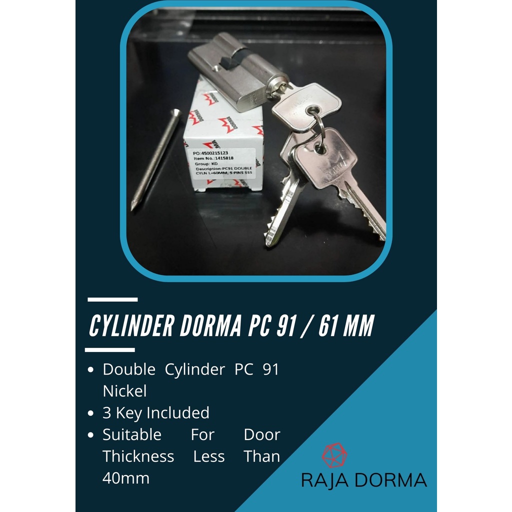 Jual Cylinder Dorma PC 91 Cylinder Door Lock Dorma PC91 61mm SSS Kunci
