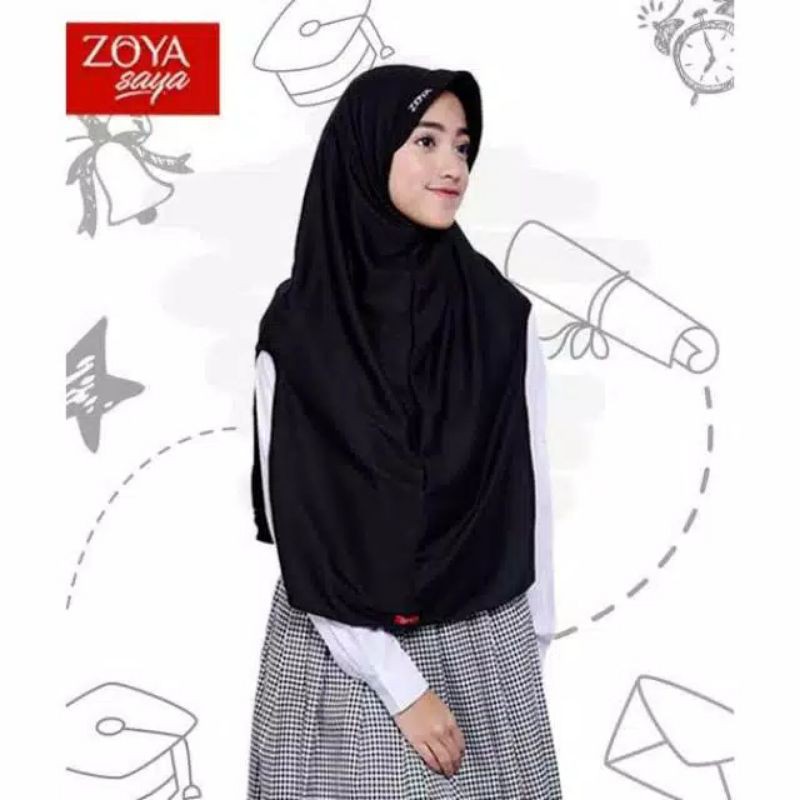 ZOYA KERUDUNG SEKOLAH CEMERLANG MINI HITAM DAN COKLAT