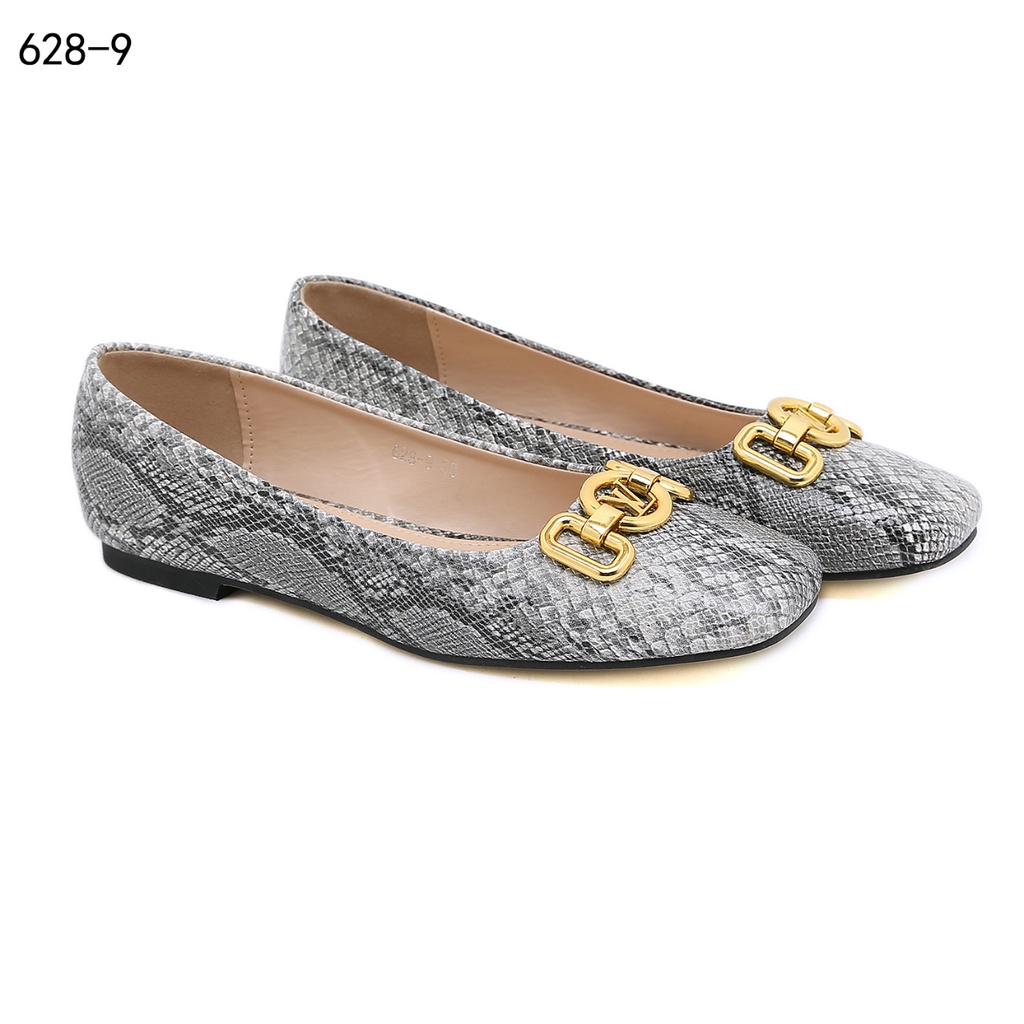 Ballet Flat Shoes in  Leather Snake Print #628-9